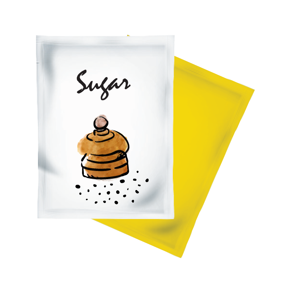 white sugar sachet